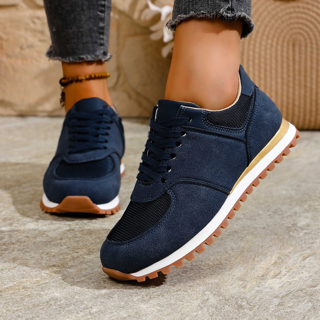 Damen leichte Retro-Lauf- und Freizeitsneaker mit gepolstertem Komfortfußbett und griffiger Profilsohle EB