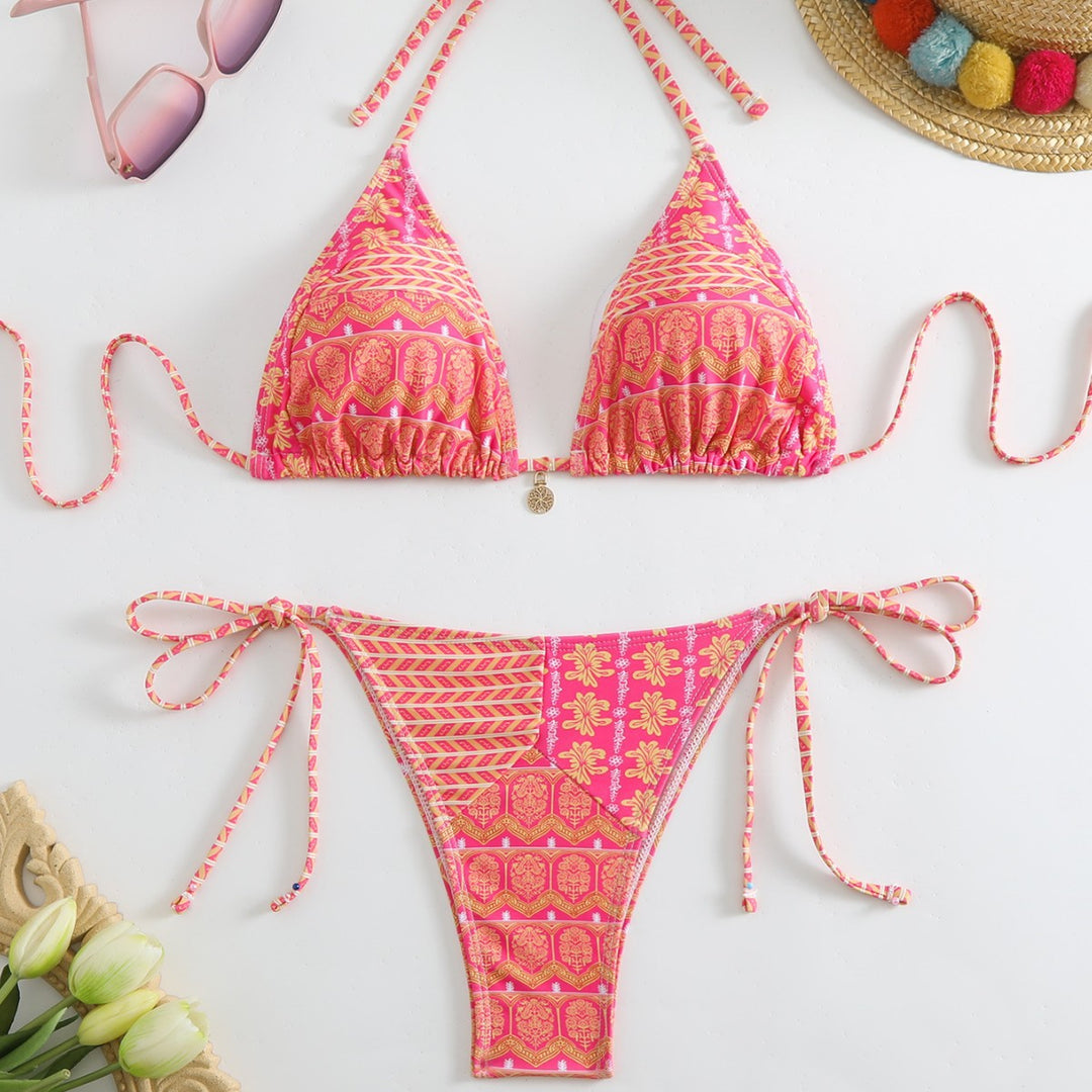Damen Triangel-Bikini-Set mit verspieltem Blumenmuster EB