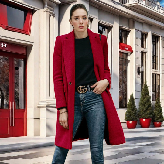Damen Eleganter Woll-Übermantel mit tailliertem Schnitt EB