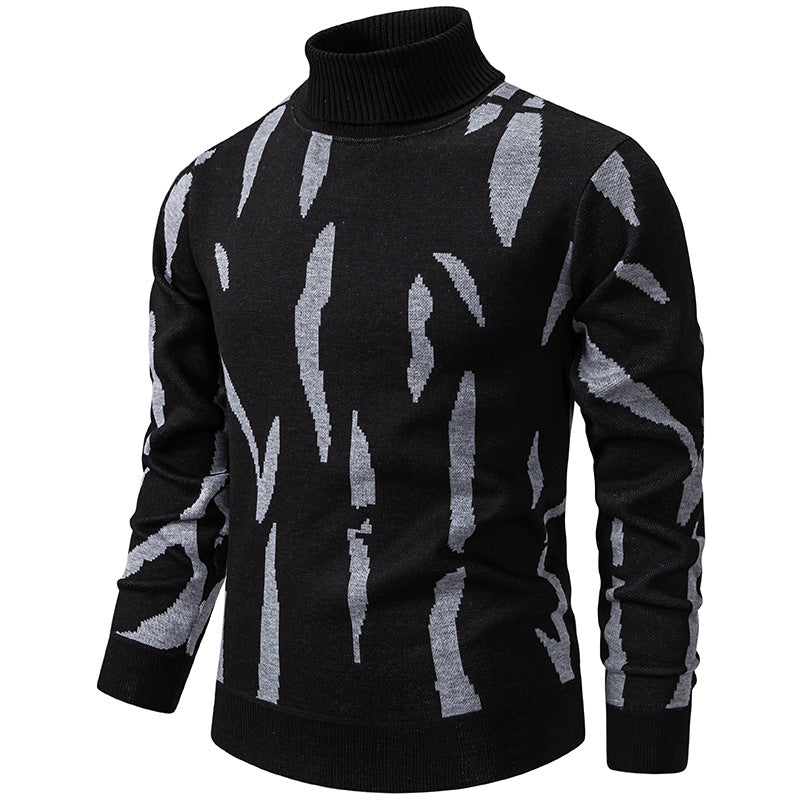 Herren modischer Pullover mit Stehkragen und einzigartigem Muster EB