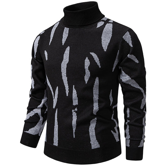 Herren modischer Pullover mit Stehkragen und einzigartigem Muster EB