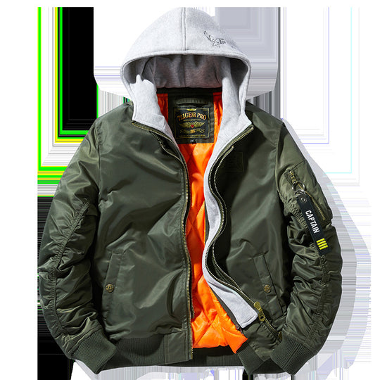Herren Bomberjacke mit abnehmbarer Kapuze und praktischen Taschen EB