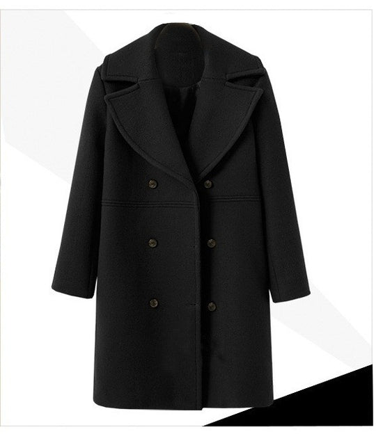 Damen Eleganter Doppelt-knopf Mantel mit modernem Revers EB