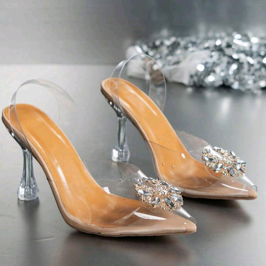 Damen Slingback-Pantoletten mit funkelnden Strassdetails EB