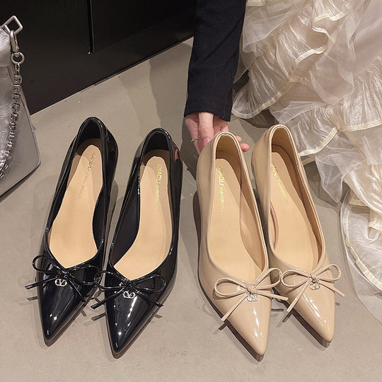Damen stilvolle und elegante spitze Pumps mit Schleifen-Detail EB