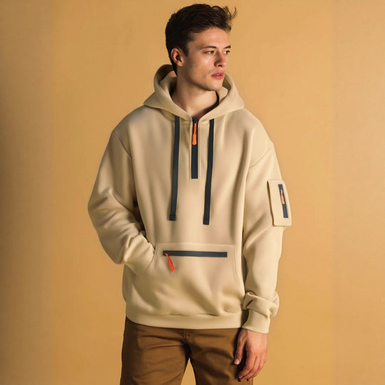 Herren sportlicher Hoodie mit praktischen Taschen und modischem Reißverschluss EB