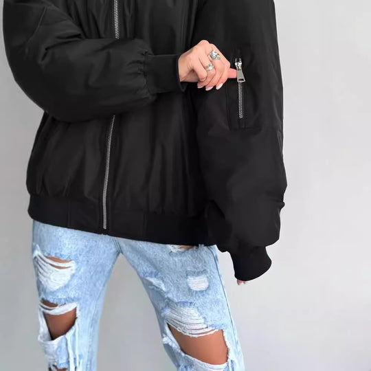 Damen modische Bomberjacke mit praktischen Innentaschen und sportivem Schnitt EB