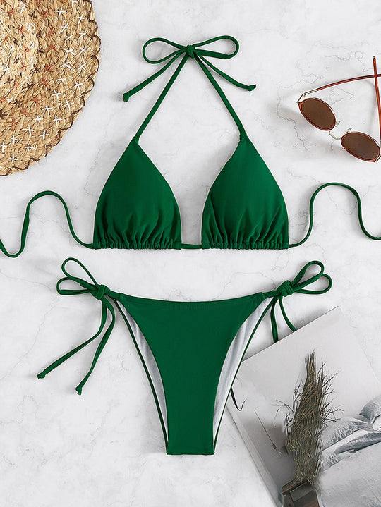 Damen Triangel-Bikini mit verstellbaren Bändern und elastischem Taillenbund EB