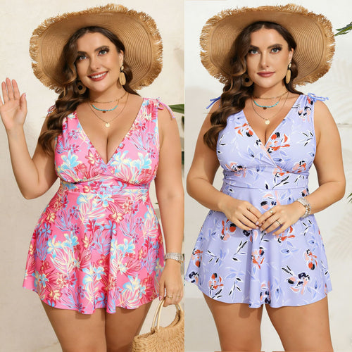 Damen Badeanzug mit floralem Schnitt und praktischen Taschen EB