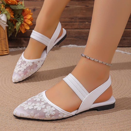 Damen Elegante und filigrane Ballerinas mit floralem Design EB