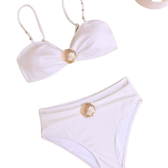 Damen Hochgeschnittener Bikini mit glamourösen Muschel-Details EB