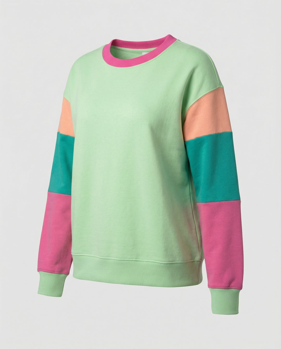 Damen lässiger Sweatshirt mit kontrastierenden Ärmeln EB
