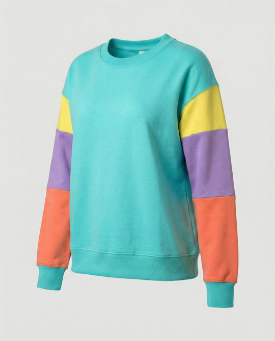 Damen lässiger Sweatshirt mit kontrastierenden Ärmeln EB