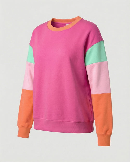Damen lässiger Sweatshirt mit kontrastierenden Ärmeln EB
