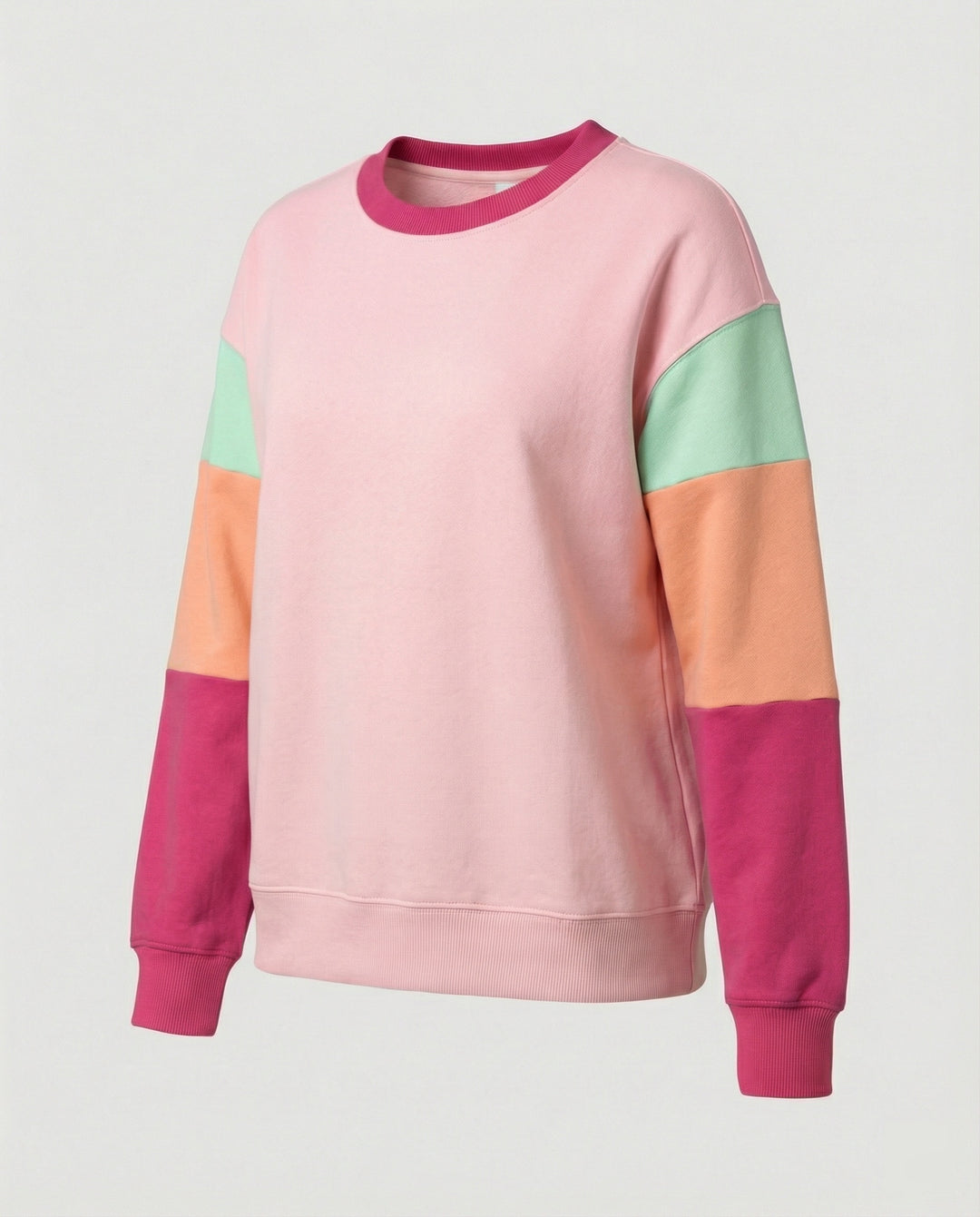 Damen lässiger Sweatshirt mit kontrastierenden Ärmeln EB