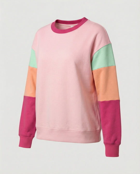 Damen lässiger Sweatshirt mit kontrastierenden Ärmeln EB