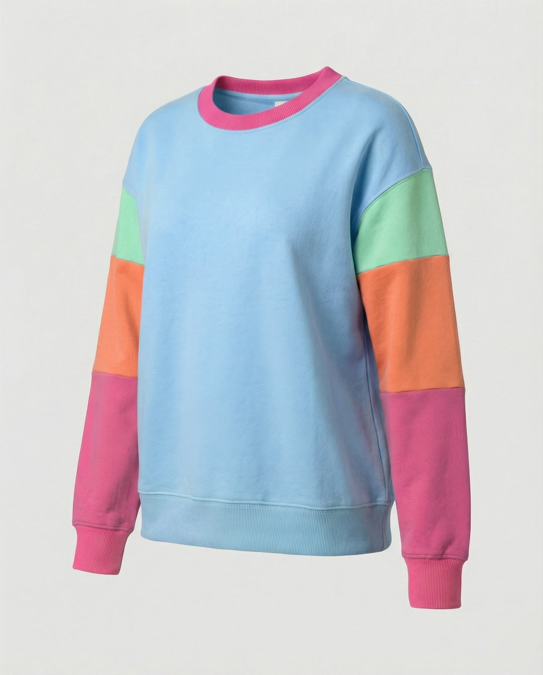 Damen lässiger Sweatshirt mit kontrastierenden Ärmeln EB