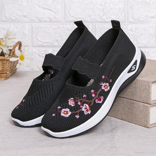 Damen modische Stoffschuhe mit elastischem Riemen und floralem Design EB