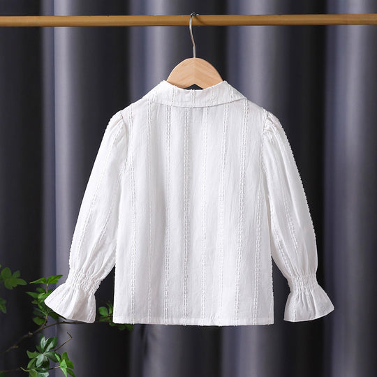 Damen verspielte Bluse mit voluminösem Kragen EB