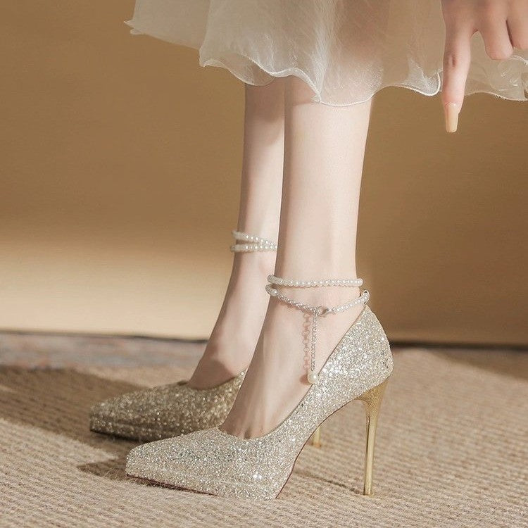 Damen Glitzernde High Heels EB