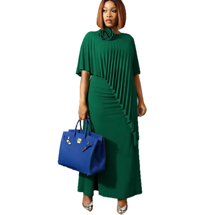 Damen ärmelloses Maxi-Kleid mit elegantem Faltenverlauf EB