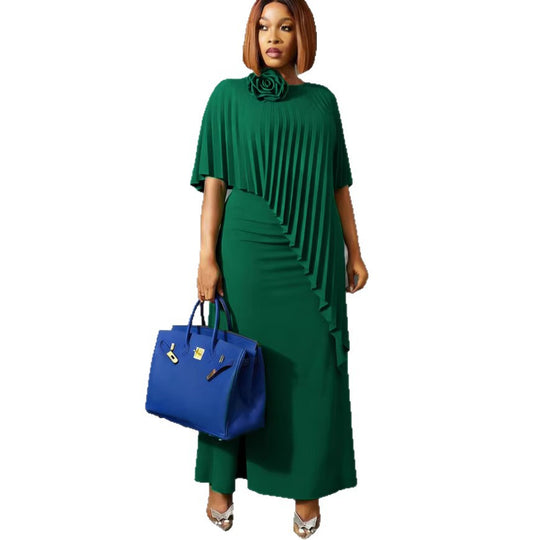 Damen ärmelloses Maxi-Kleid mit elegantem Faltenverlauf EB