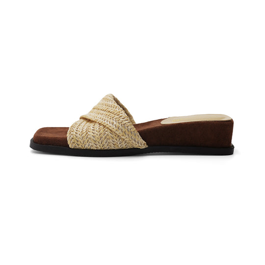 Damen Slip-On Sandalen mit modischem Flecht-Design EB