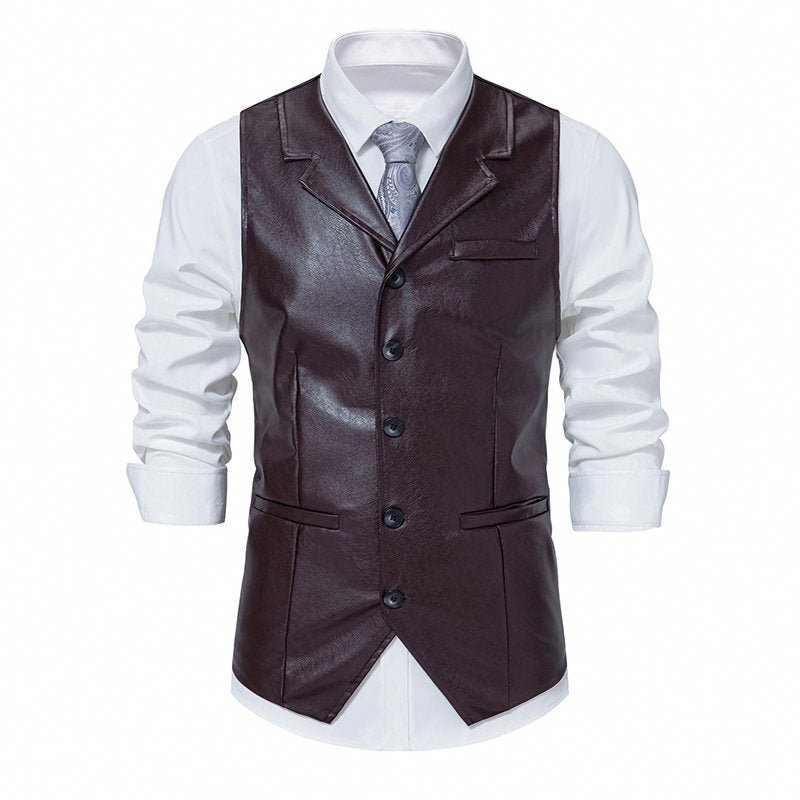 Herren elegante Kunstlederweste EB