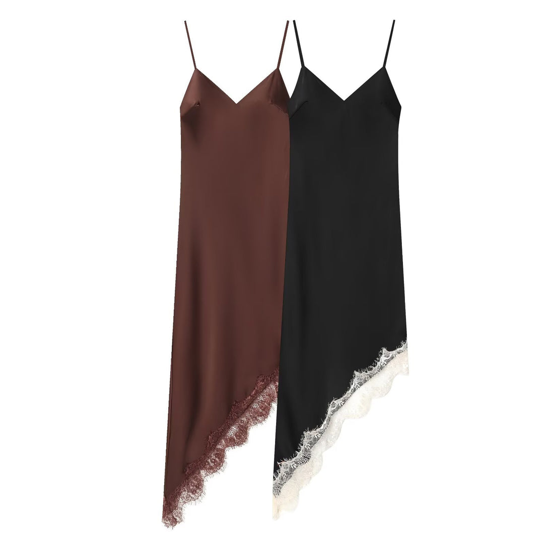 Damen Satin Nachthemd mit elegantem Spitzenbesatz EB