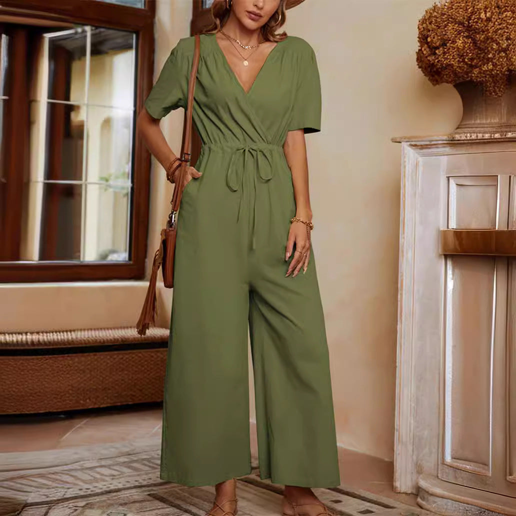 Damen Lässiger Jumpsuit mit hohem Bund und praktischen Taschen EB