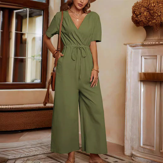 Damen Lässiger Jumpsuit mit hohem Bund und praktischen Taschen EB