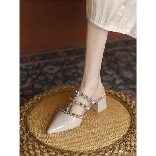 Damen elegante Slingback Mules mit dekorativen Riemen EB