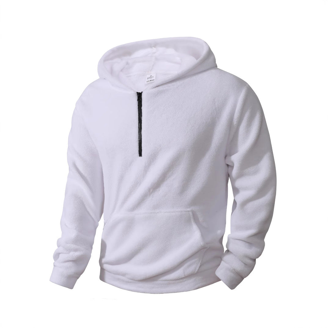 Herren nan kuscheliger Microfleece-Hoodie mit Halbzip, Kapuze und Kängurutasche EB