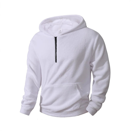 Herren nan kuscheliger Microfleece-Hoodie mit Halbzip, Kapuze und Kängurutasche EB