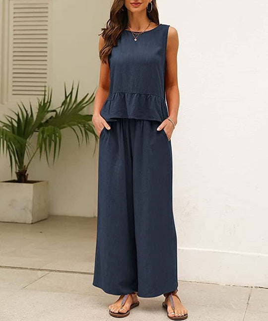 Damen luftiges Jumpsuit mit Rüschensaum EB