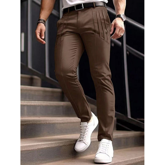 Herren stylische Slim-Fit Anzughose mit plissiertem Design EB