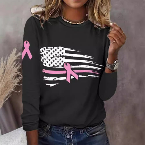 Damen lässiges T-Shirt mit kreativem Flaggen- und Schleifen-Design EB