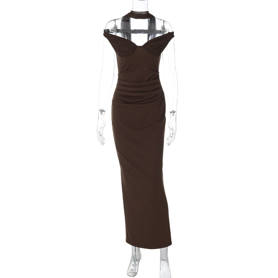 Damen Elegantes Abendkleid mit schulterfreier Drapierung EB