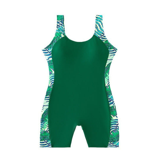 Damen Sportlicher Einteiler Badeanzug mit floralem Design EB