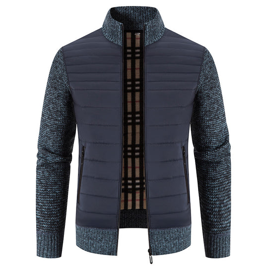 Herren gesteppte Hybridjacke mit Strickärmeln und modernem Stehkragen EB