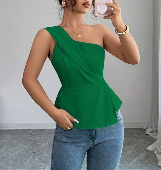 Damen Asymmetrisches Peplum-Oberteil mit Drapierung EB