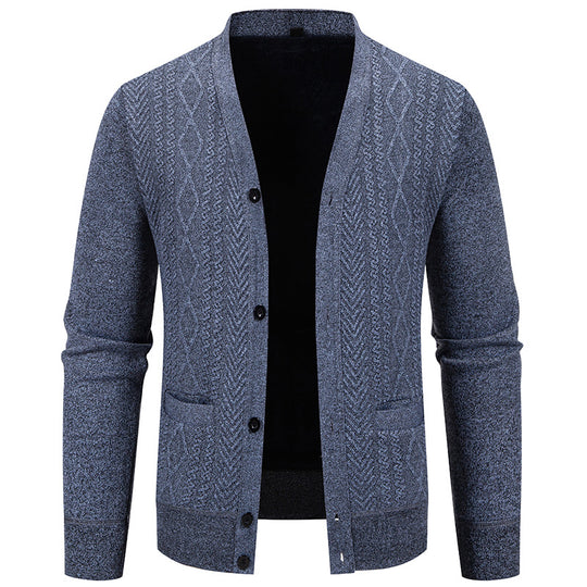 Herren klassische Strickjacke mit strukturiertem Design und praktischen Taschen EB