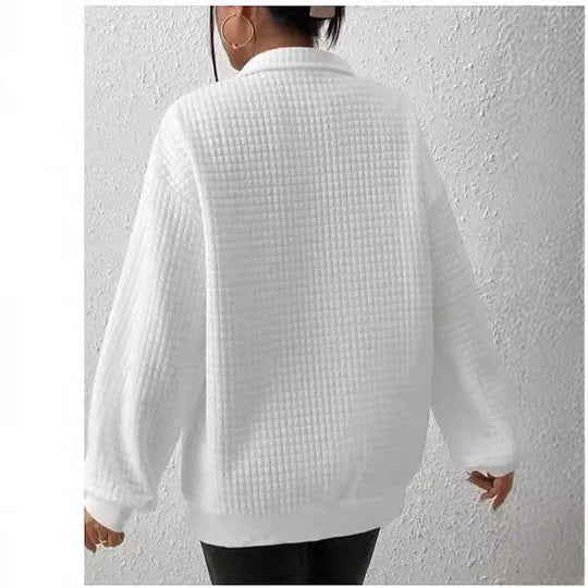Damen Sweater mit hohem Kragen und strukturierter Oberfläche EB