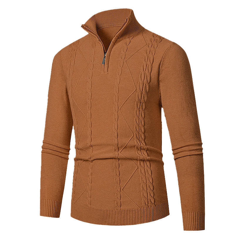Herren Strickpullover mit Halb-Zip und strukturiertem Muster EB