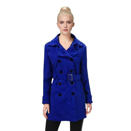Damen Eleganter Trenchcoat mit Gürtel und kontrastierenden Knöpfen EB