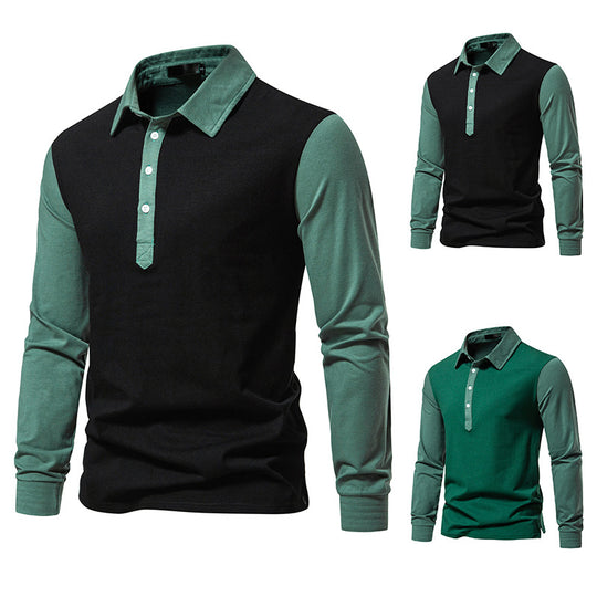 Herren Langarm-Henley-Shirt aus hochwertigem, atmungsaktivem Material mit Kontrastärmeln EB