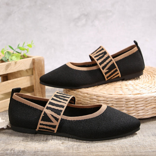 Damen Ballerinas mit modischem Riemen und bequemem Fußbett EB