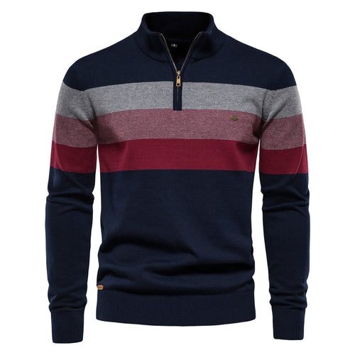 Herren Sweatpullover mit modernem Kurzreißverschluss und stilvollen Farbblockstreifen EB