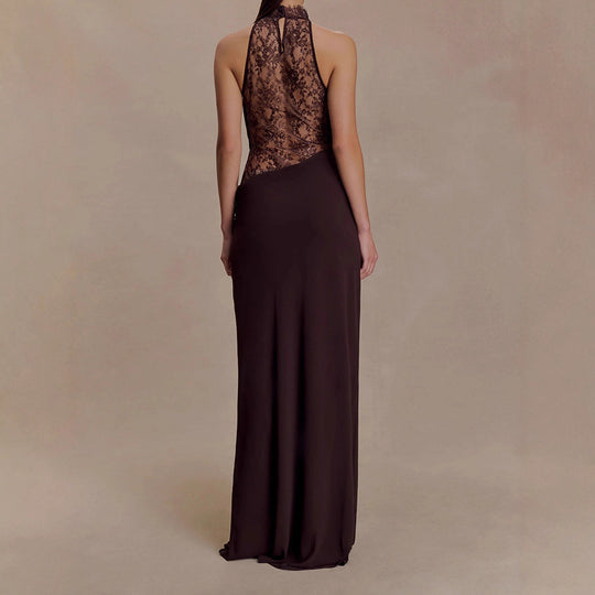 Damen Elegantes Bodenkonturen-Kleid mit exquisiter Spitzeneinlage EB