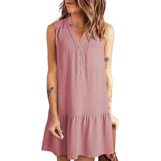 Damen Blusenkleid mit Rüschen und Taschen EB